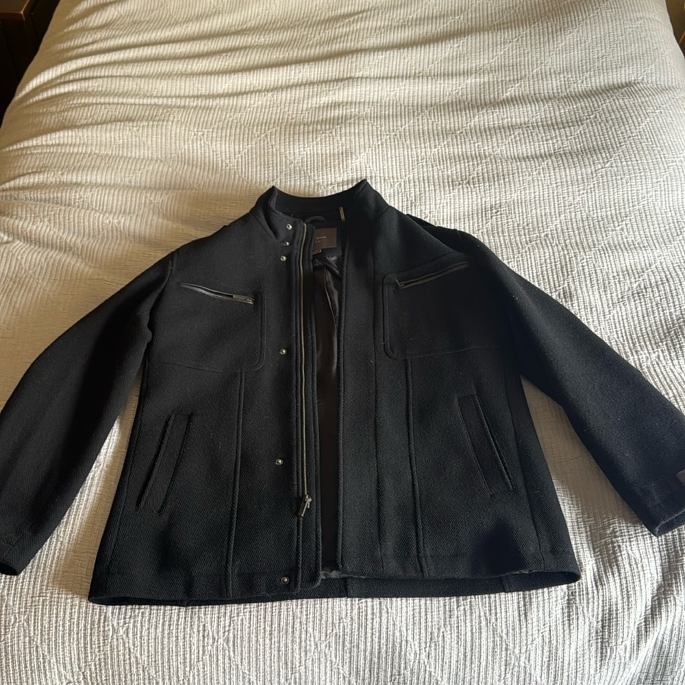 Wool army/navy style Cole Haan black coat